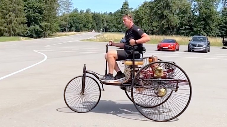 Driving First Karl Benz Car 1885