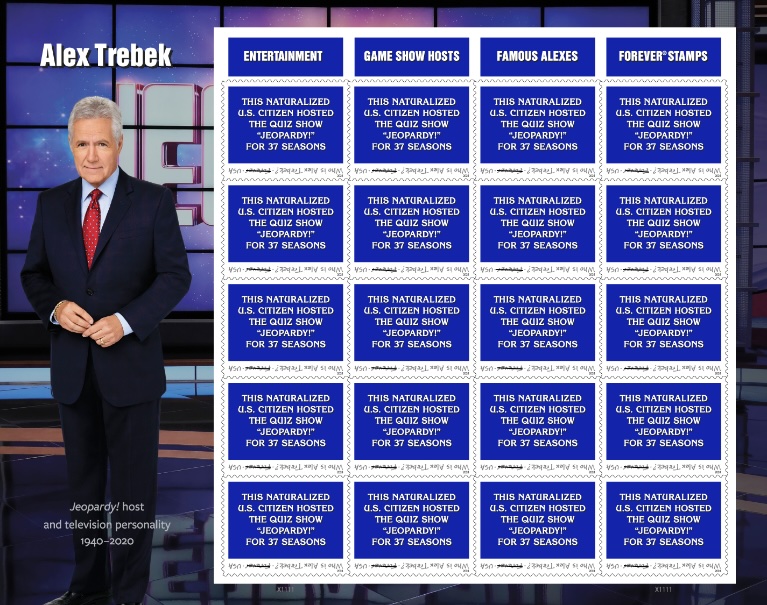 The USPS Commemorates Alex Trebek With a Forever Stamp in the Form of a ...