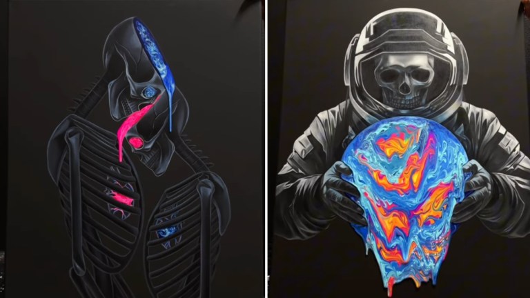 Skeletons Pouring Acrylic Paint