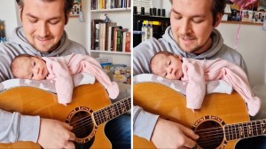 Father Serenades Baby on Guitar