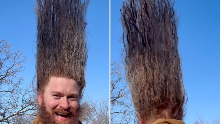 Minnesota Man Freezes Hair Upright