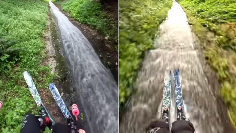 Skiing Drainage Pipe Full Speed