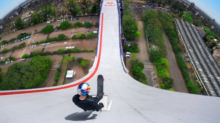 Skateboarder Ride Down Largest Skate Ramp