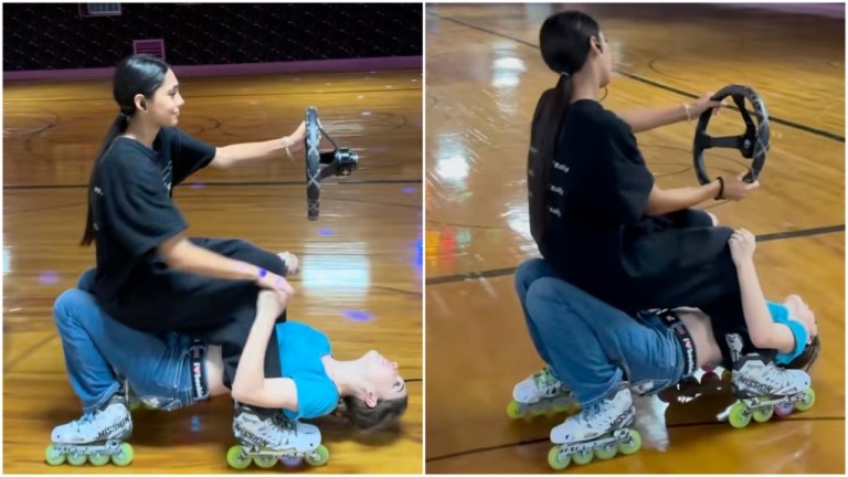 Rollerbladers Transform Into Car