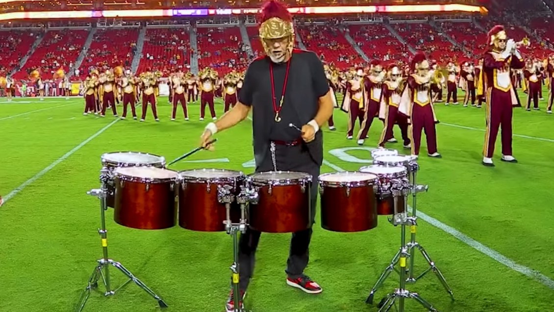 Mick Fleetwood Reunites With the USC Trojan Marching Band to Play Drums on Fleetwood Mac’s ‘Tusk’