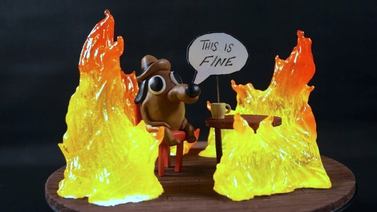 This Is Fine Meme Clay Sculpture