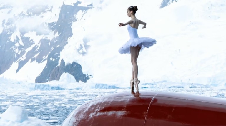 Ballerina Dances on Ship Bow