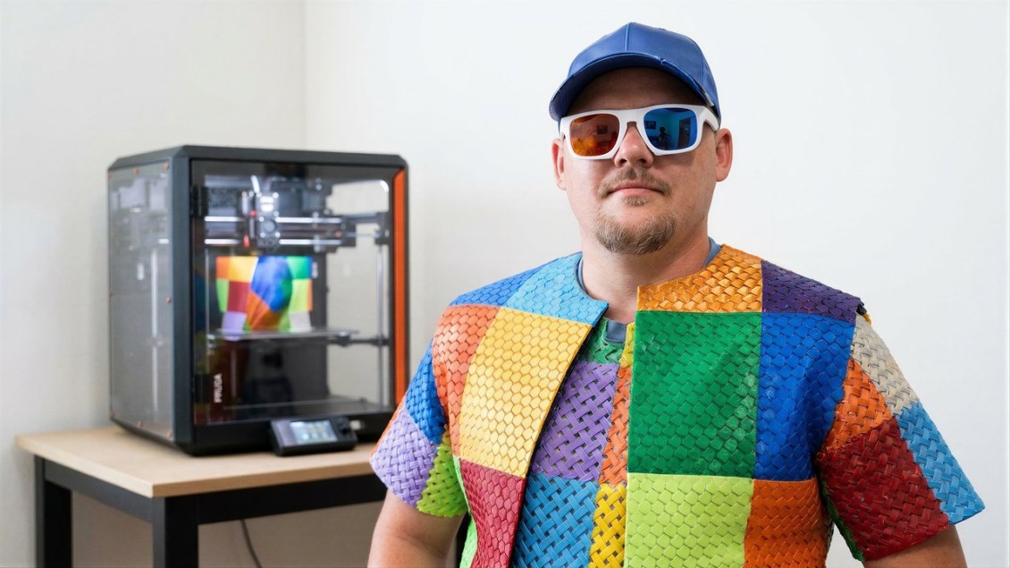 Man 3D Prints a Colorful Outfit From Head to Toe