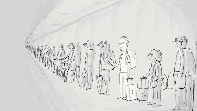 Animated airplane seating diagram showing passenger boarding order
