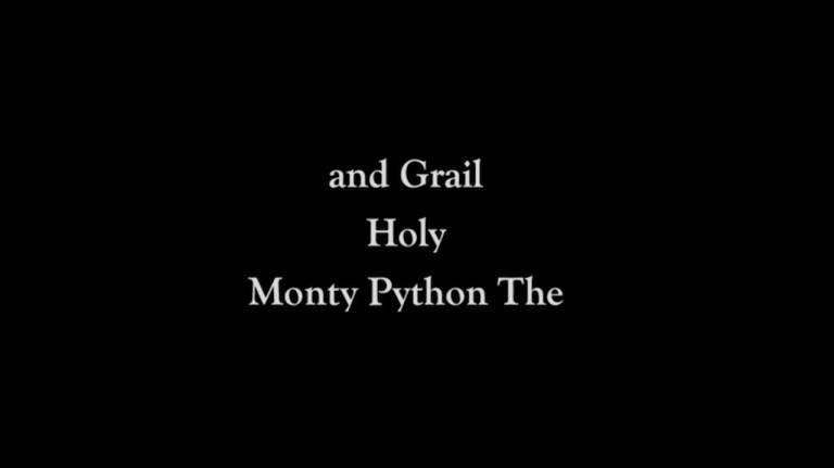 Title card reading “and Grail Holy Monty Python The” for an alphabetical re-edit of Monty Python and the Holy Grail