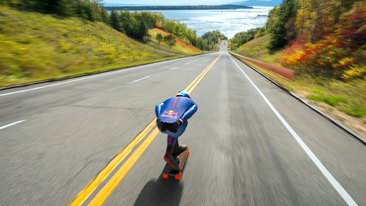 Diego Poncelet Sets Downhill Skateboarding World Record at 94 MPH on a Steep Quebec Road