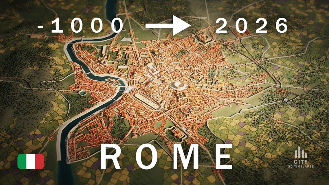 A Fascinating 3D Timelapse Showing the Evolution of Rome From 1000 BCE to 2026