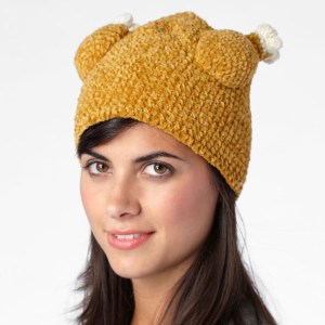 Woman in a knit turkey hat