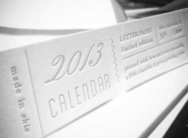 12 Musketeers 2013 Letterpress Calendar