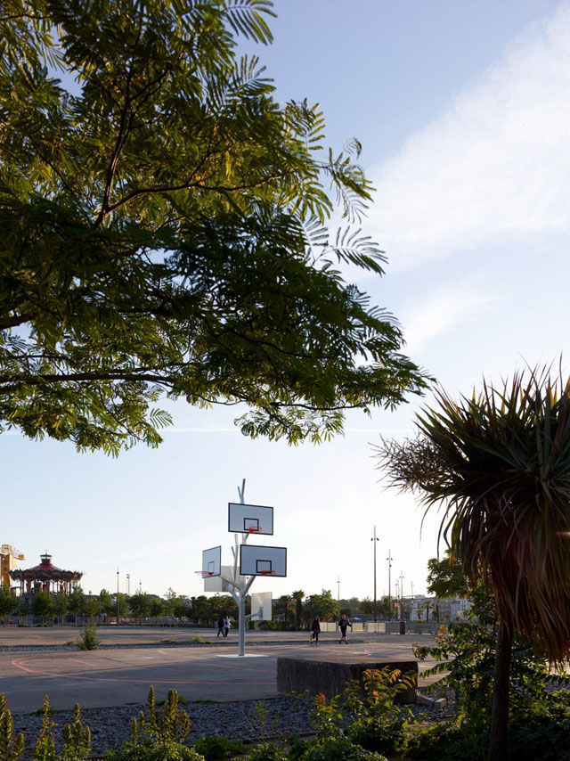 Basket Tree, A Five Basketball Hoop Playground Sculpture
