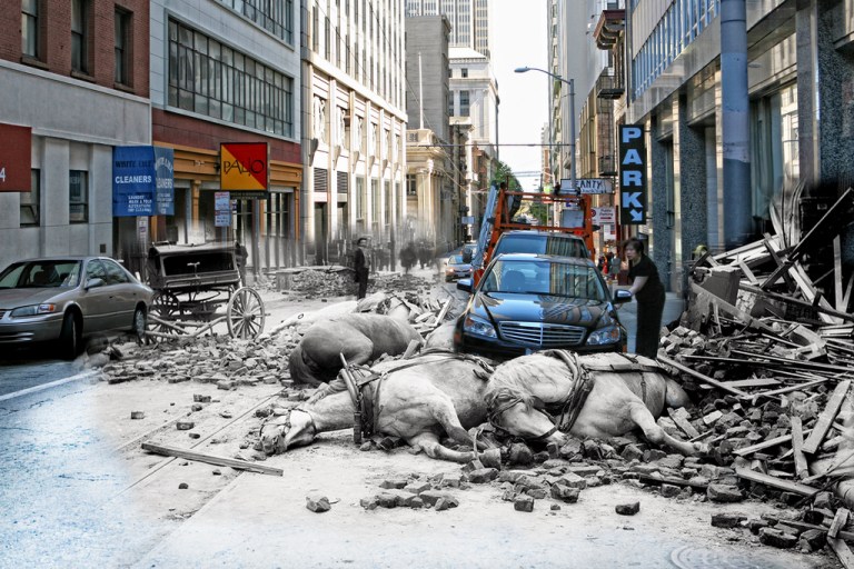 1906 San Francisco Earthquake composite photos by Shawn Clover