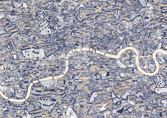 Hand Drawn Map of London by David Ryan Robinson