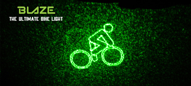 Blaze bike light projects warning symbol