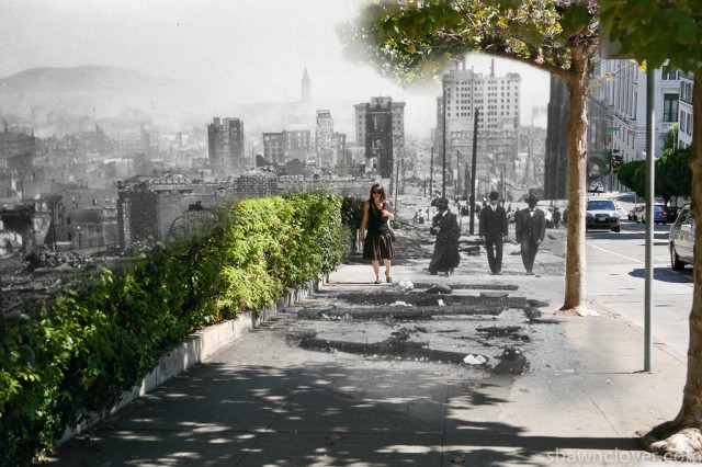 1906 San Francisco Earthquake composite photos by Shawn Clover