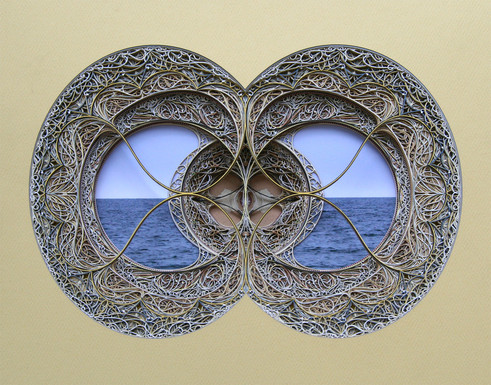 Paper cut stained glass window sculptures by Eric Standley
