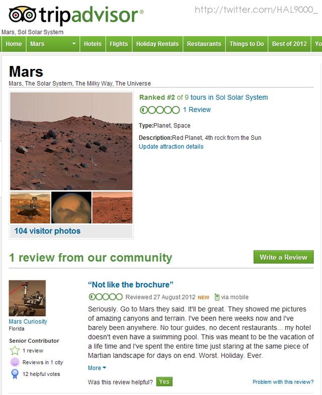 Mars Review on TripAdvisor