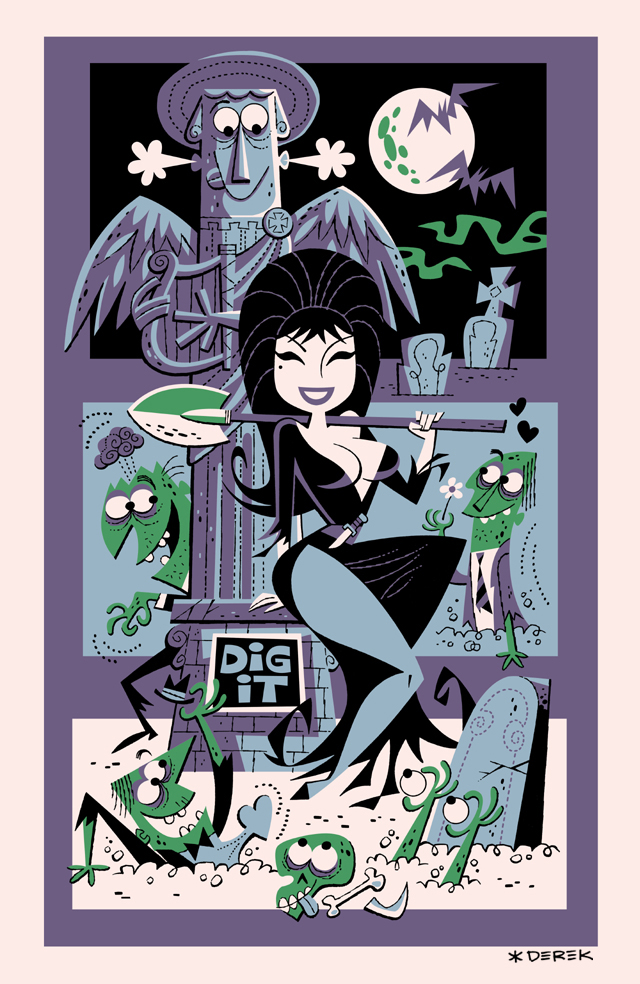 Elvira Tiki Poster by Derek Yaniger