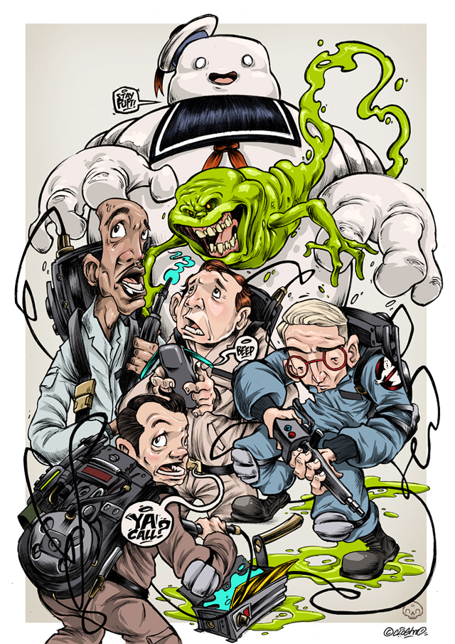 Stylized Illustration Featuring Ghostbusters Characters by Clogtwo