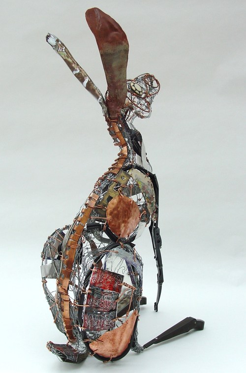 Wire and recycled metal animal sculptures Barbara Franc