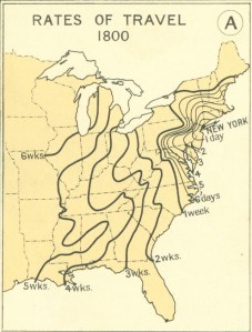 How fast you could travel across the US in 1800