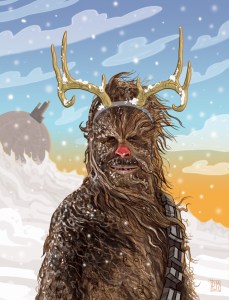 Star Wars Chewbacca the Red Nosed Reindeer Christmas Card