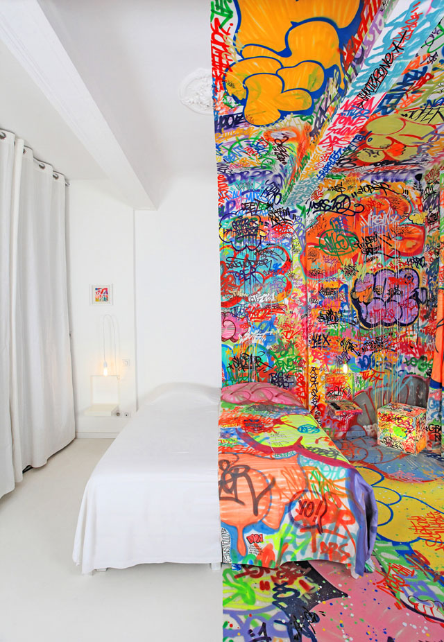 Half graffiti hotel room by Tilt