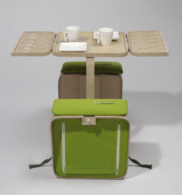 Springtime picnic basket and folding table