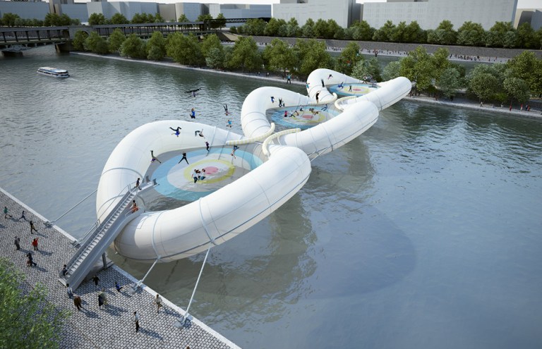 Trampoline bridge in paris by AZC