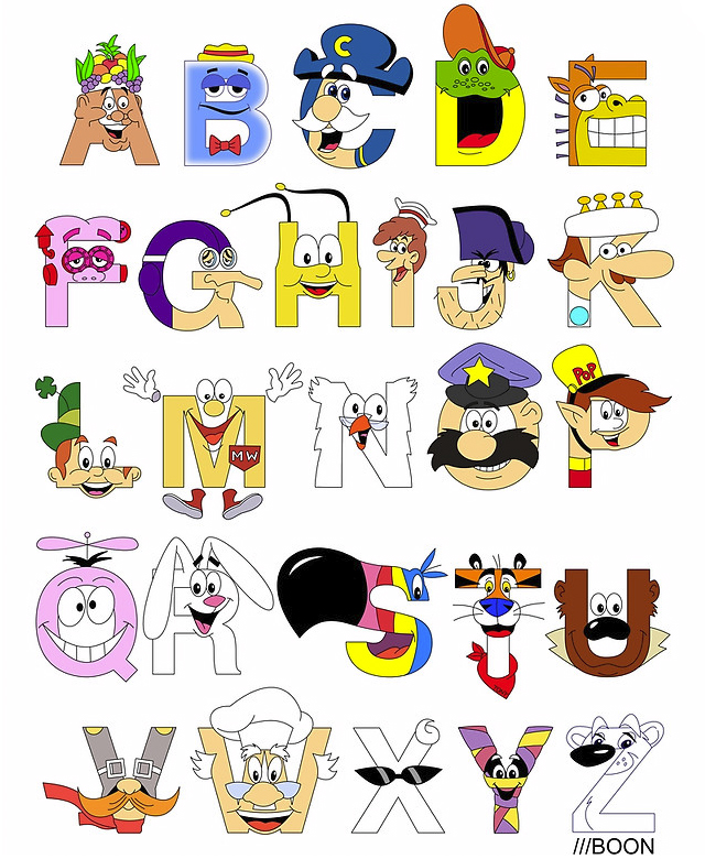 Breakfast Mascot Alphabet by Mike Boon
