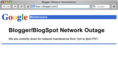 Blogger/BlogSpot Outage
