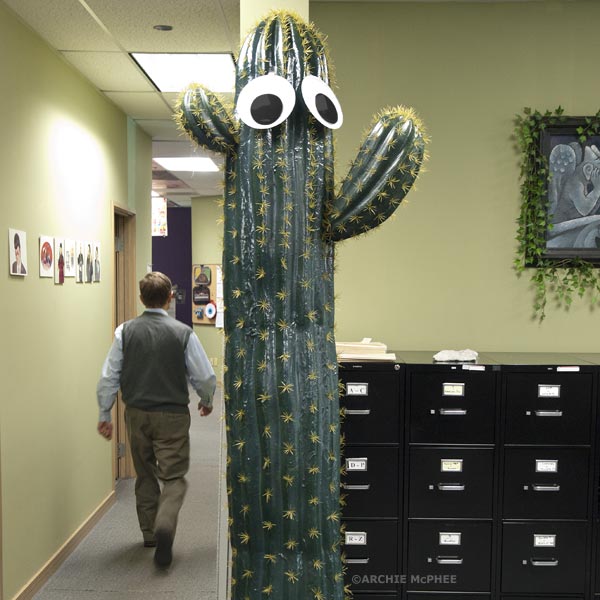 Cactus with googly eyes