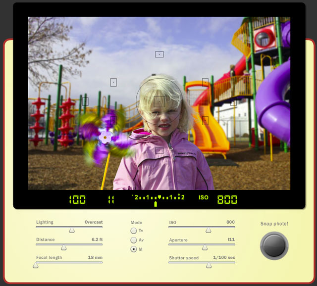 CameraSim site Simulates an SLR Camera