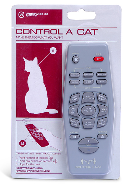 cat with remote control