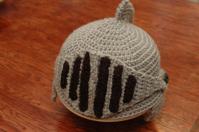 Crocheted Knight Helmet by Dee Forrest (Hattie Hooker Etsy Shop)