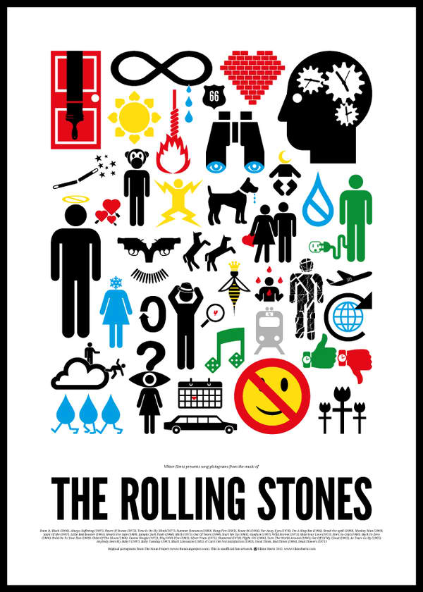 Pictographic rock band posters by Viktor Hertz