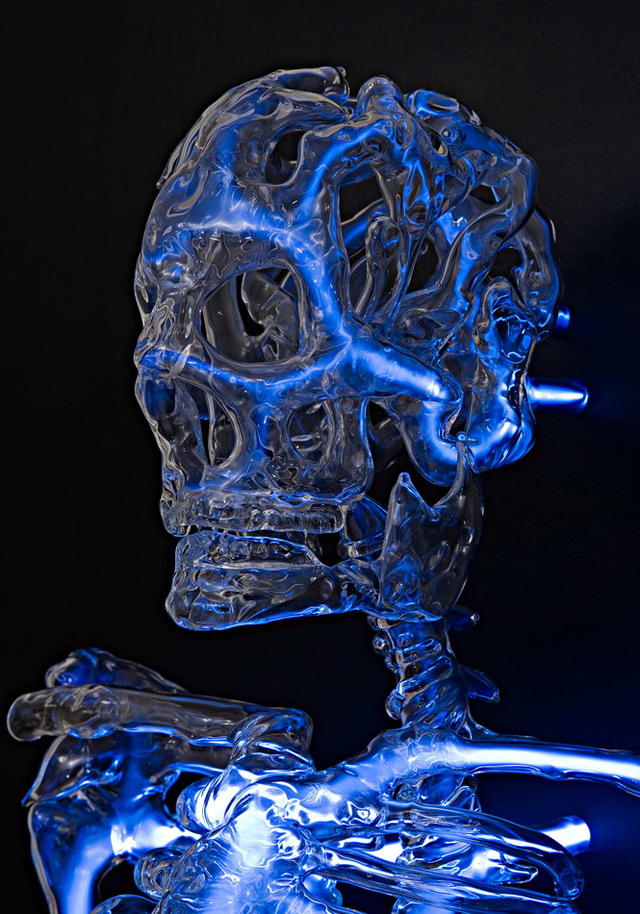 Embodiment, Glowing Skeleton Sculpture by Eric Franklin