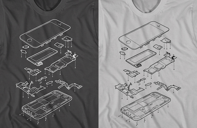 Exploded Phone 5 T-Shirt by Garry Booth