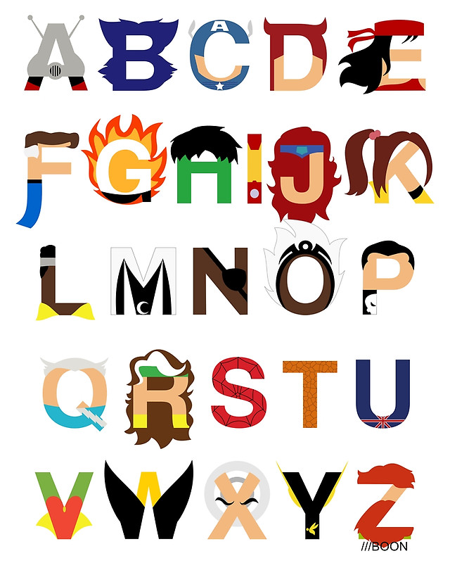 Marvelphabet, A Typographic Marvel Comics Alphabet by Mike Boon