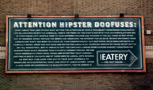 Restaurant Billboard Addresses the "Hipster Doofuses" of ...