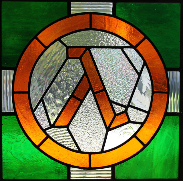 Half-Life Logo X Stained Glass Panel by Martian Glass Works