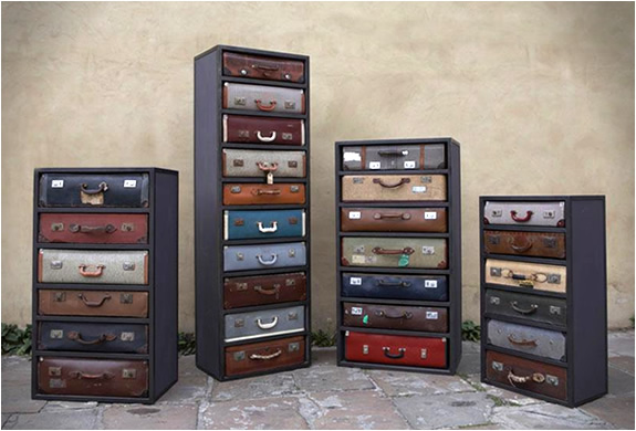 Vintage suitcase dressers by James Plumb