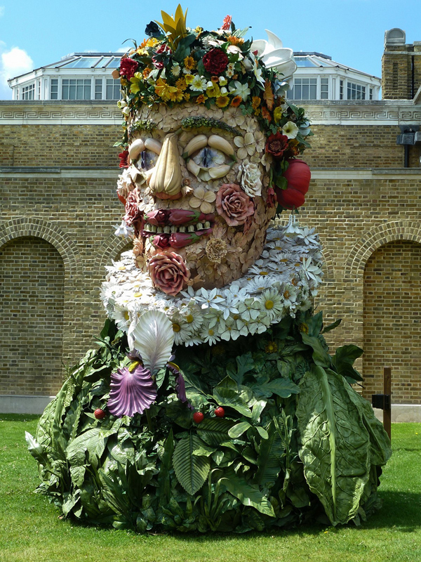 Giant Head Sculptures Representing the Four Seasons
