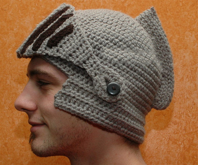 Crocheted Knight Helmet by Dee Forrest (Hattie Hooker Etsy Shop)