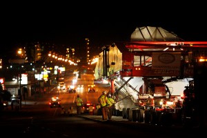 340 ton boulder enroute to LACMA for Levitated Mass by Michael Heizer