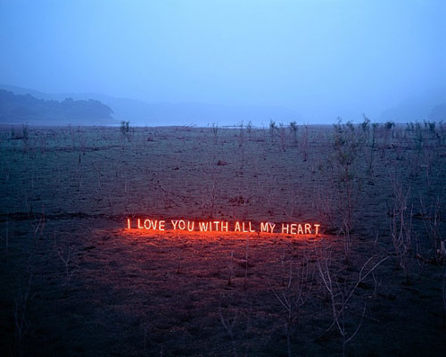 Glowing text art by Lee Jung